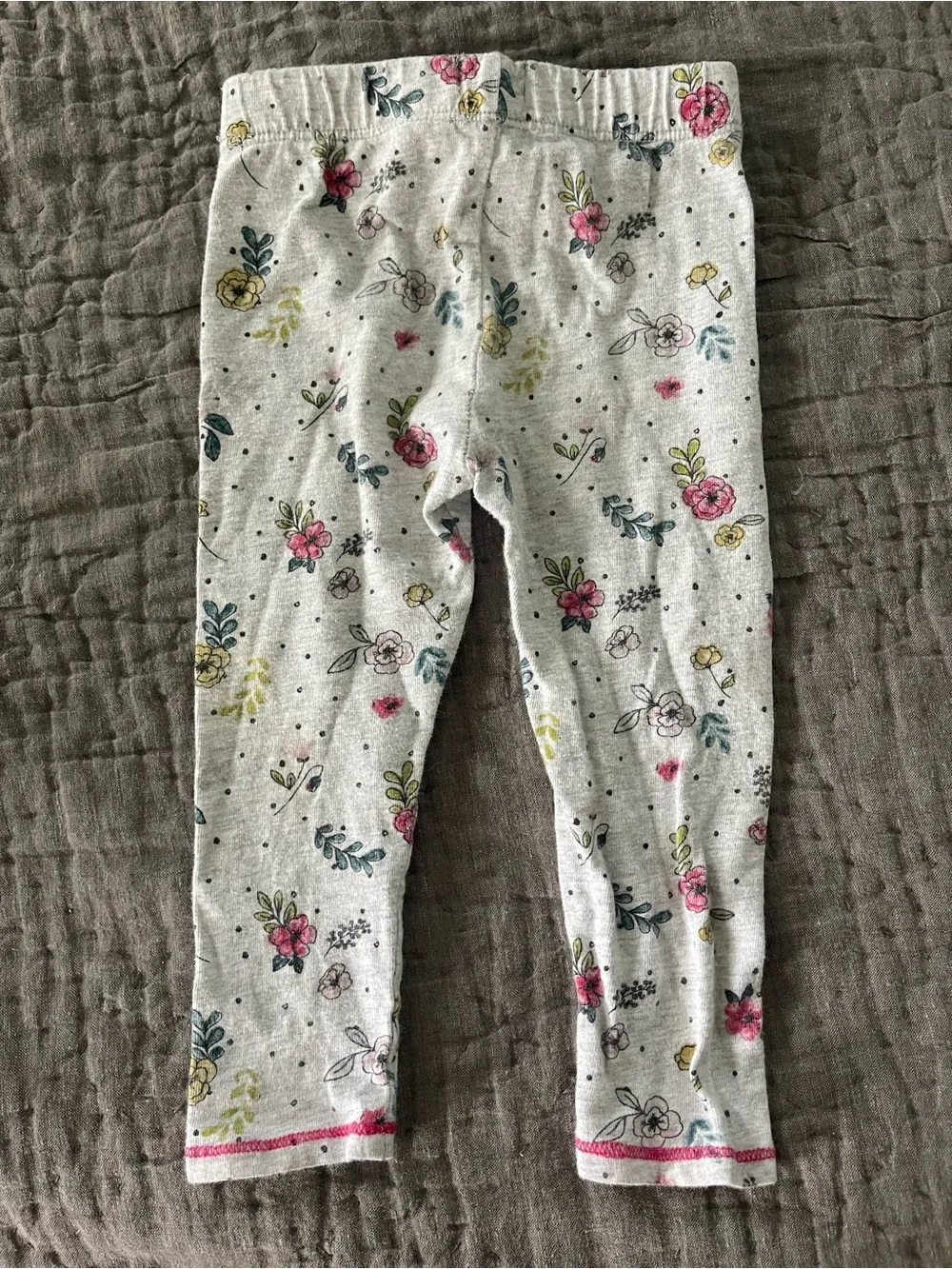 Mud Pie Grey Floral Leggings Pink Yellow 12-18 Months Baby Girl Georgia